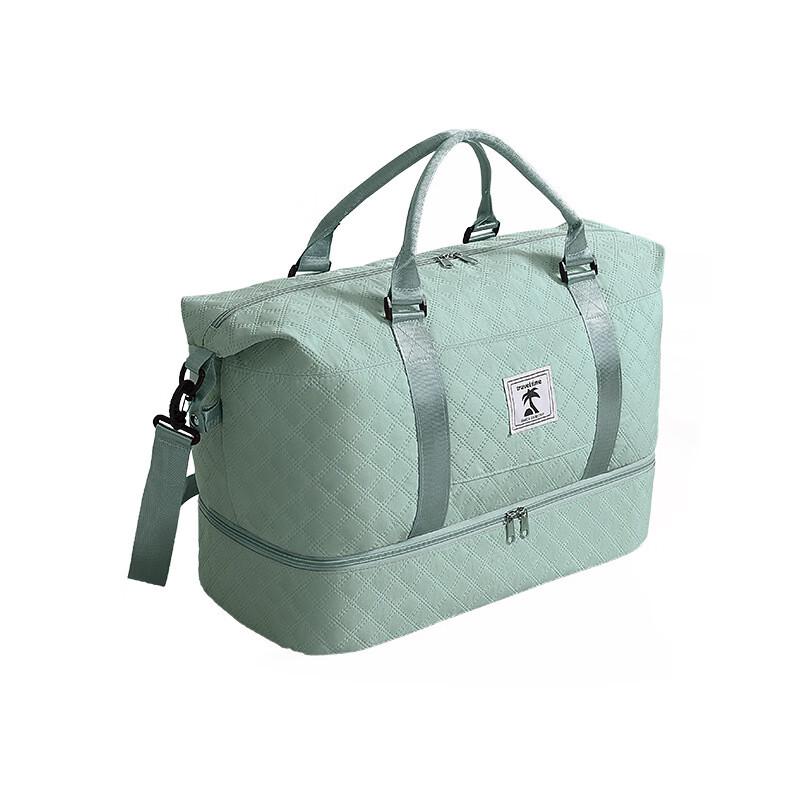 Rhombus Pattern Travel Gym Duffle Bag with Shoe Compartment