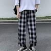 Men Pants Plaid Streetwear Wide Leg Elastic Waist Loose Sports Pants Trousers for Autumn