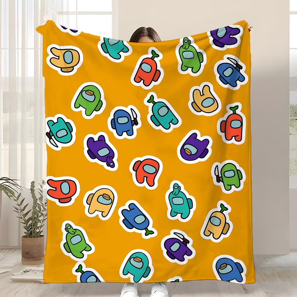 Game A-AMonG Us Throw Kid-Friendly Flannel Throw Blanket Soft Warm Anti-Static Washable All Season