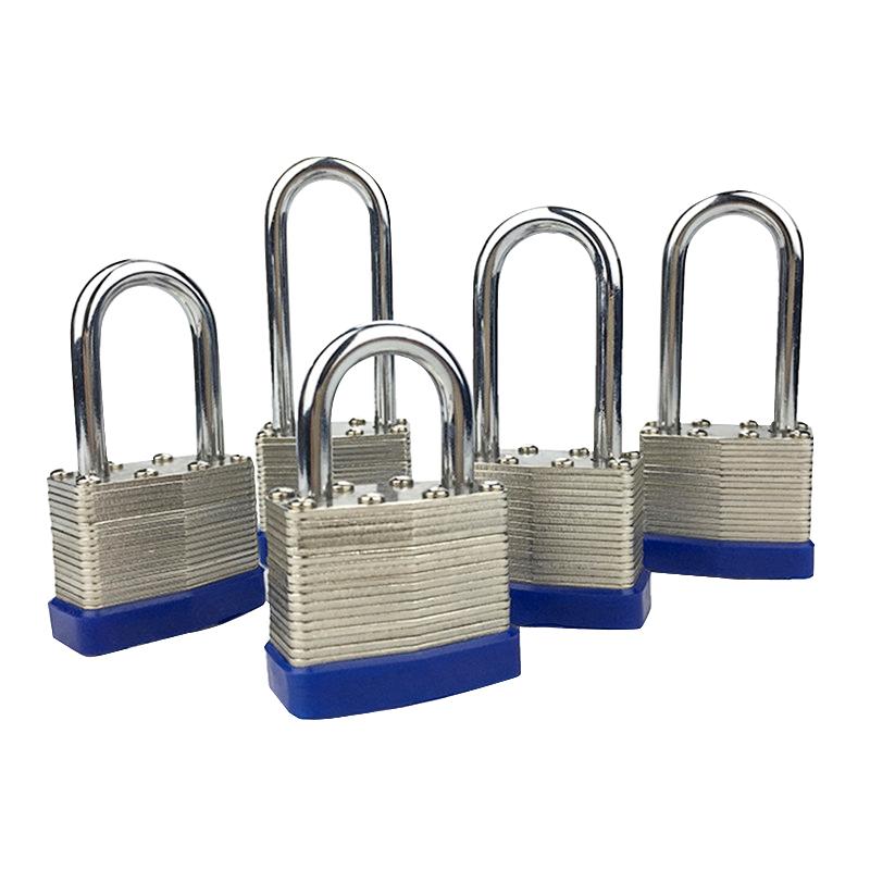 Industrial Steel Lock Loto 38mm Laminated Steel Safety Padlock Long Shackle Keyed Alike (Blue,Laminated Padlock&Steel&LP02)