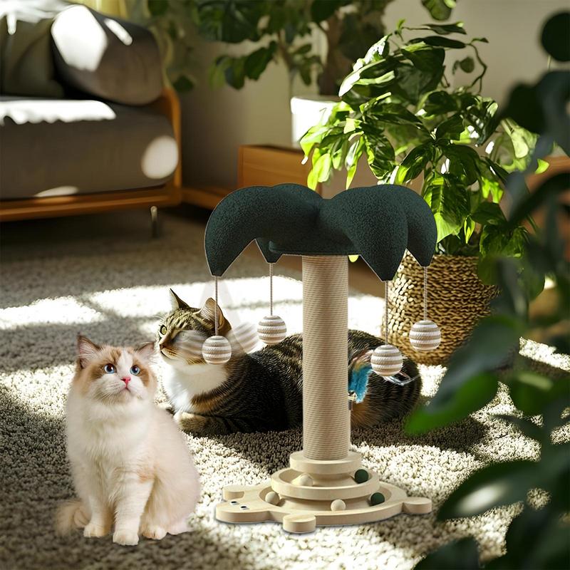 Cat Scratching Post Sisal Cat Scratching Toy Tree Built-In Rotatable Track And Rolling Ball Wear Resistant Climbing Furniture