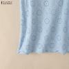 ZANZEA Women Casual Round Neck Sleeveless Lace Crochet Patchwork Loose Vest Tops