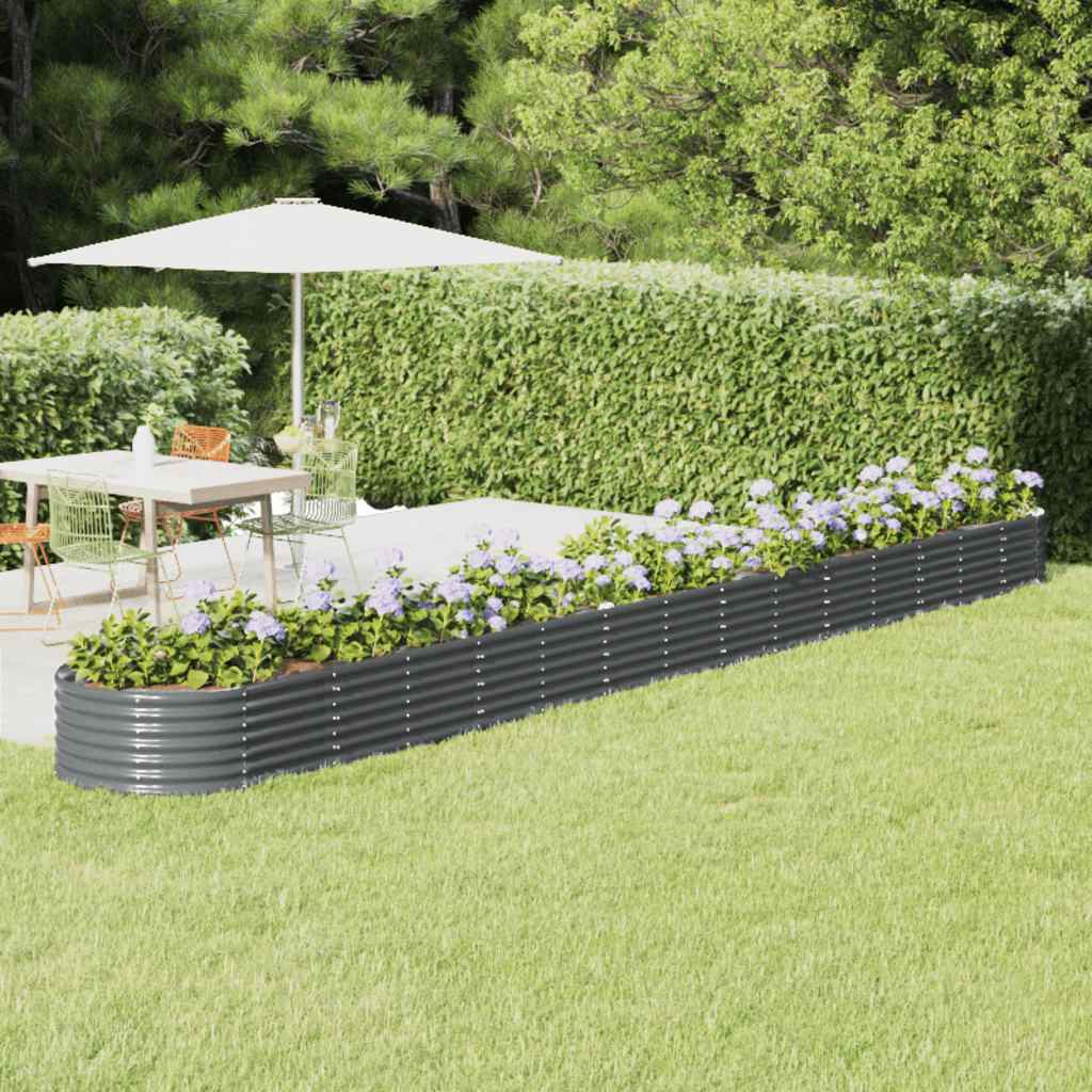 Vidaxl Raised Flower Bed, Powder-Coated Steel 620X80X36 Cm