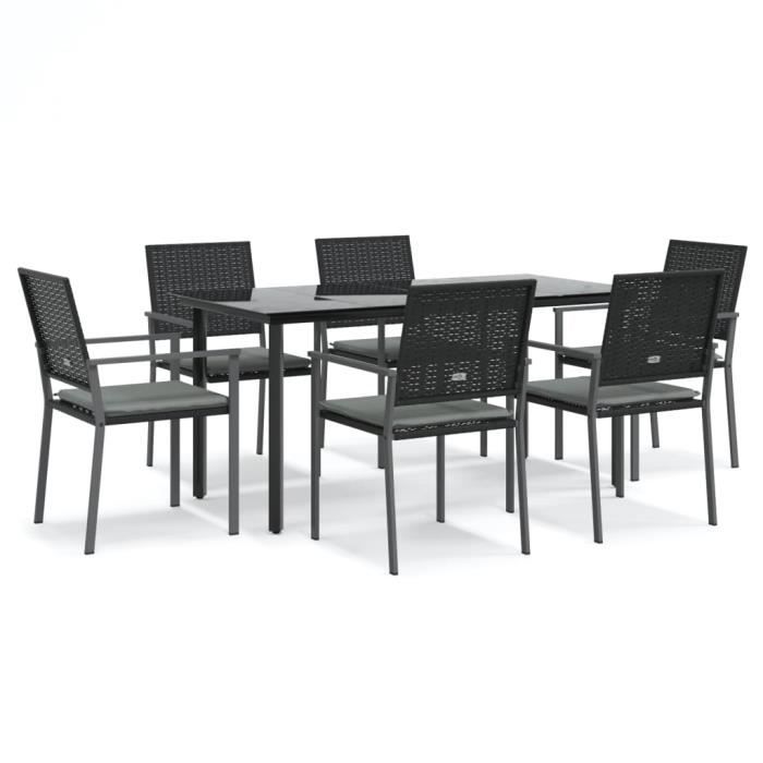 VidaXL Ensemble à manger de jardin 7 pcs coussins résine tressée acier 3187026