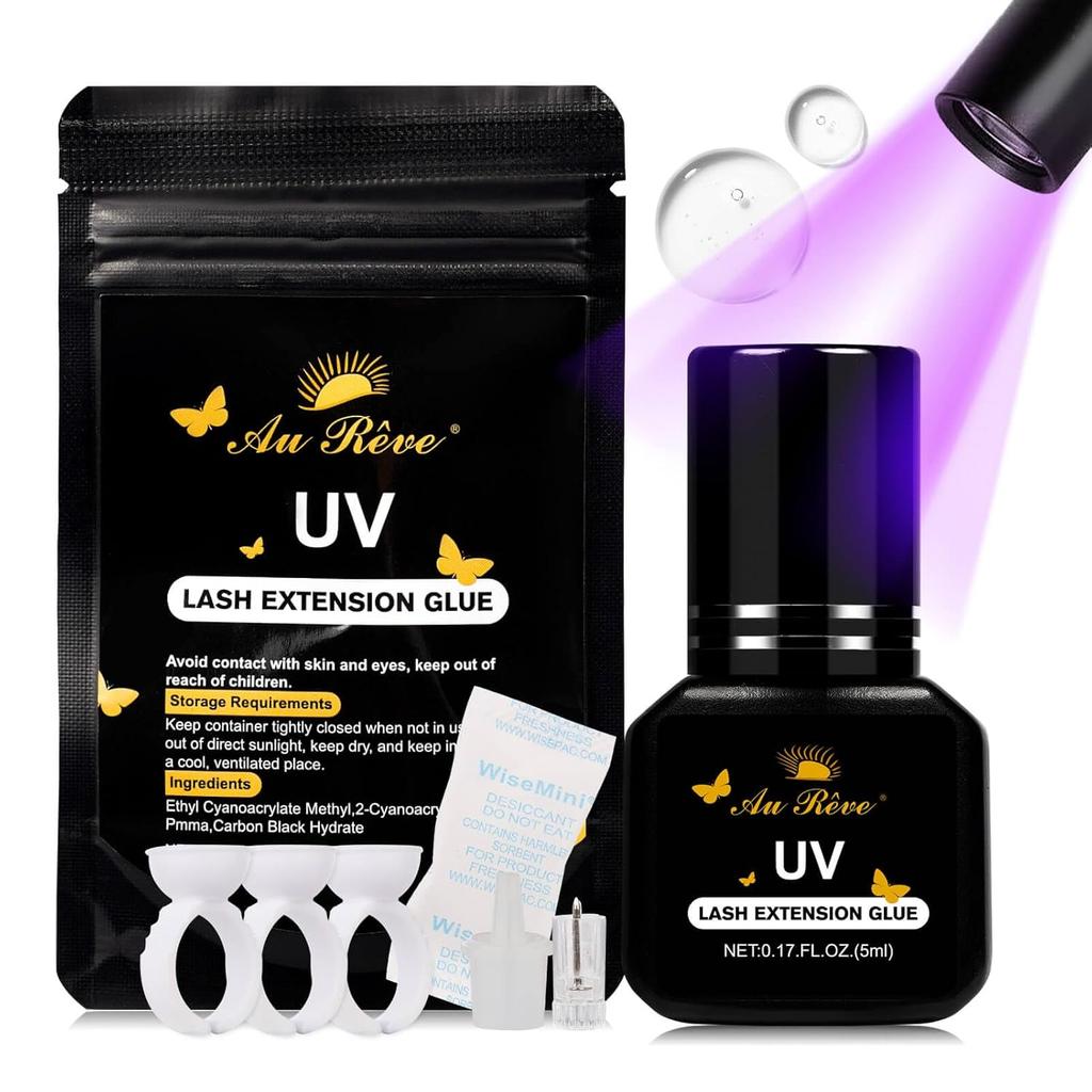 UV Eyelash Glue UV Glue 5ml UV DIY Lash Extensions Glue Light Curing Eye Lash Glue UV Lash Glue Adhesive 1-Second Quick-Drying Waterproof No Lash