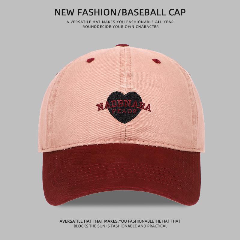 Retro Love Embroidered Baseball Hat for Women In Spring and Summer Korean Style Casual Wide Brim Showing Face Small Soft Top Baseball Hat Trend