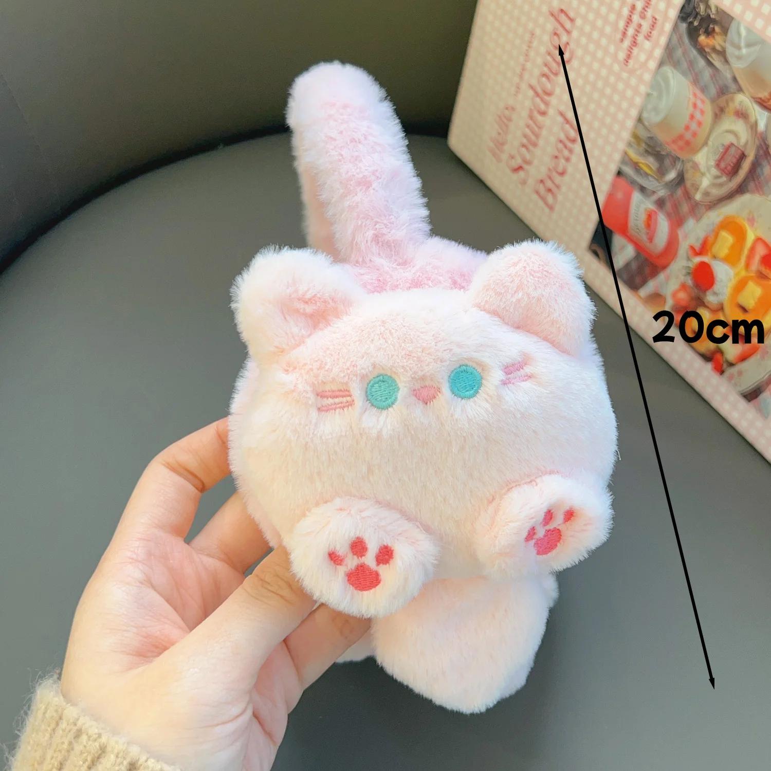 

Зимние наушники с изображением мультяшного кота для детей и девочек, милые теплые плюшевые наушники, мягкие и удобные наушники для защиты ушей, модный подарок