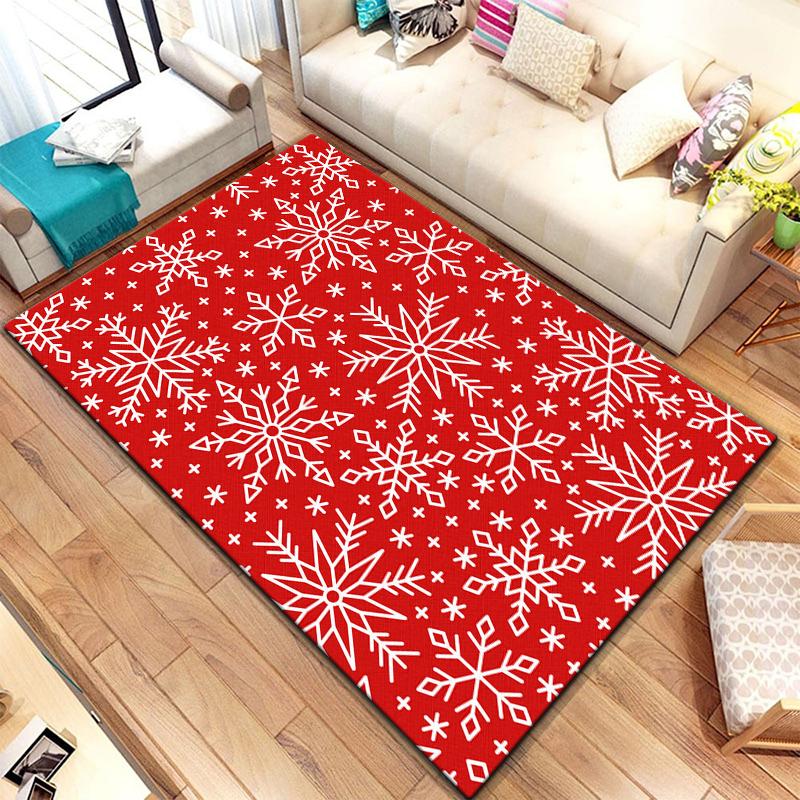 Art Snow Christmas HD-bedruckter großer Teppich, Teppich für Wohnzimmer, Schlafzimmer, Sofa, Dekoration, rutschfeste Fußmatten