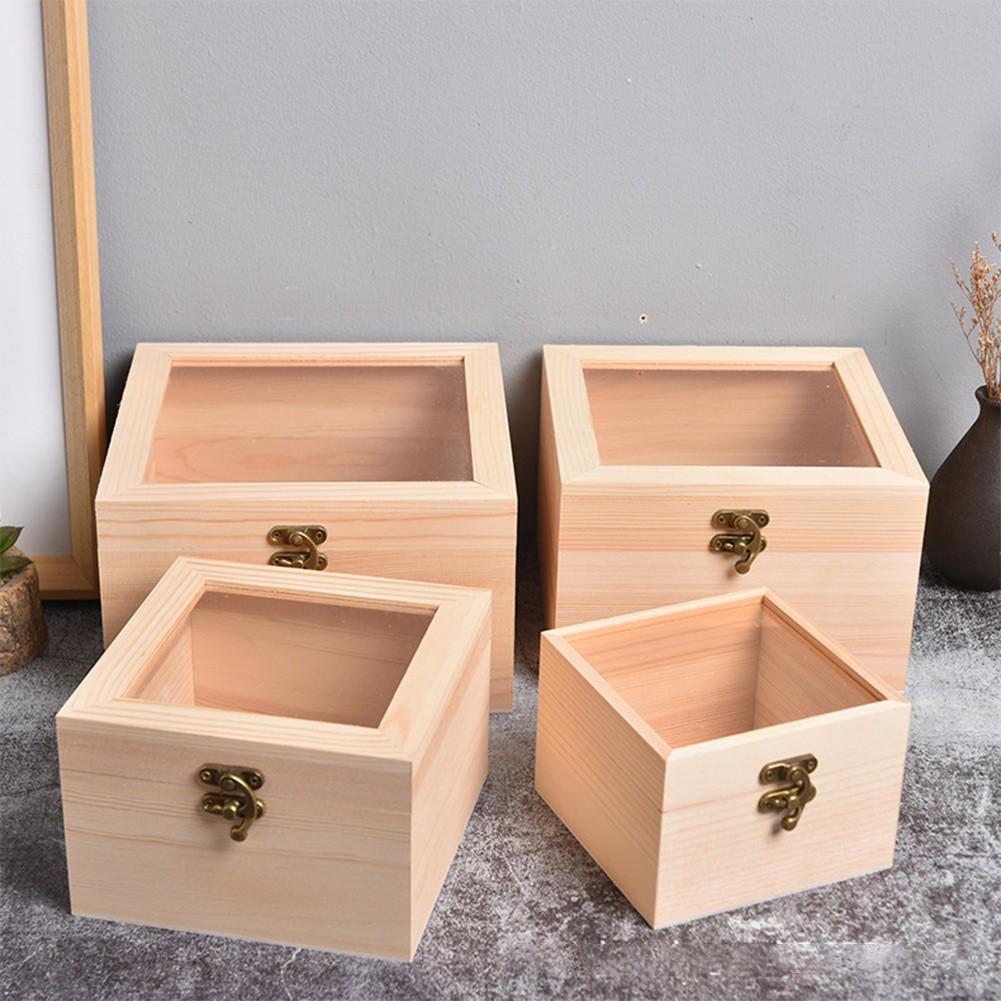 Personalizable Wooden Square Box Perfect for DIY Projects and Home Decor