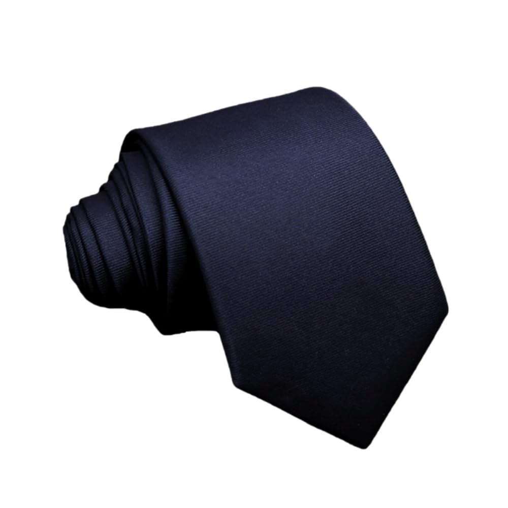[YULINJIA] Men s 100% Silk Tie, Plain, 8cm Blade Width, Regular Tie, BusinessFormal, Navy