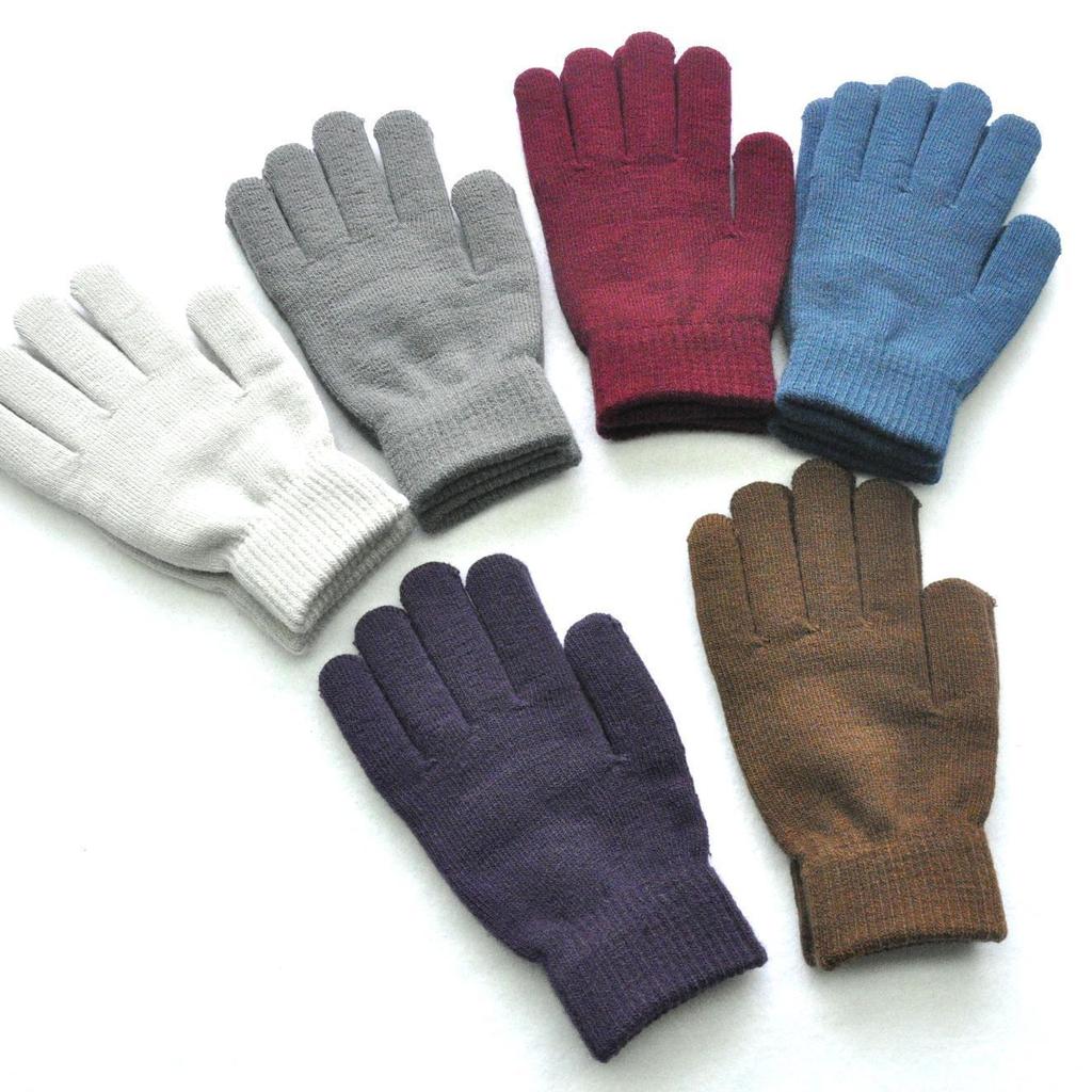 Thick Plush Knitted Wool Gloves for Men & Women - Winter Warm Solid Color Cycling Gloves