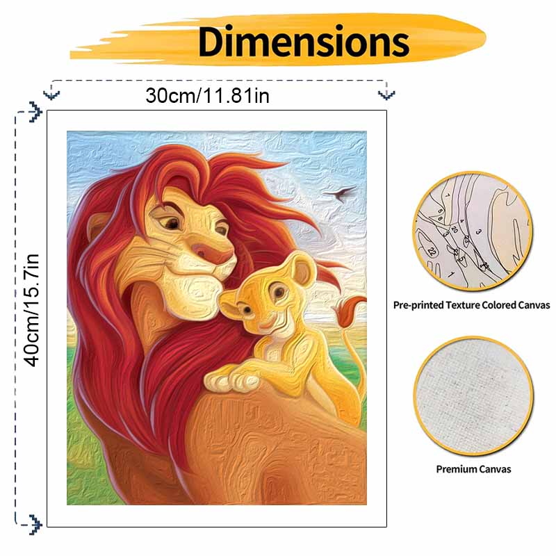 Disney Digital Oil Painting Art Kit Lion Family Handmade Diy Home Decorations