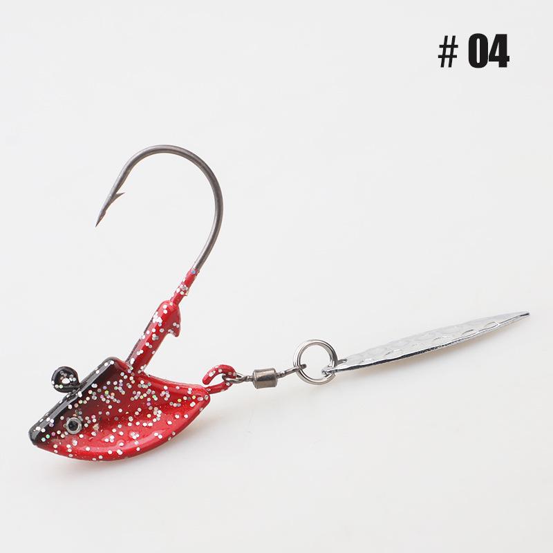 Anti-Hang Rotating Sequin Jig Head Hook with Soft Bait for Bass and Mandarin Fish