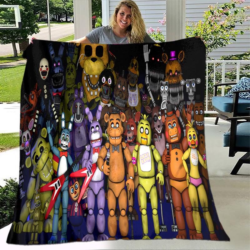 Cartoon Five Nights at Freddys printed throw blanket—lightweight,soft,warm;versatile blanket all seasons—perfect air-conditioning throw,nap blanket