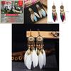 Bohemian Feather Dangle Earrings With Antique Alloy Finish For Women Summer Fashion