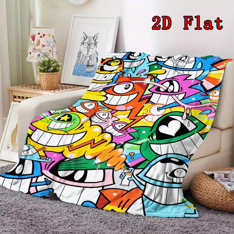 One-eyed monster 2D Flat Pattern Flannel Blanket High quality All Seasons Warmth and Comfort Perfect for Christmas Gifts.