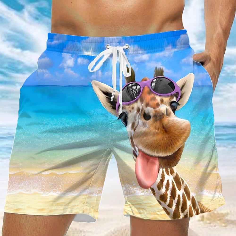 Men's Animal Duck Funny Gestures Swimming Trunks Board Shorts Shorts Mid Waist Streetwear Hawaiian Casual