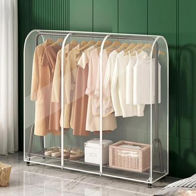 Transparent Garment Bag Organizer Closet Clothes Hanger Dustproof Protector Floor-standing Double-pole Suit Shoulder Rack Cover