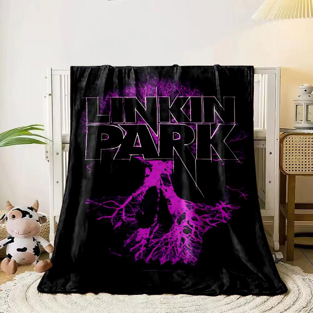 

The pattern forms a purple skull with Linkin Park text integrated above. for all seasons blanket lunch break throw gift 80cm x 120cm
