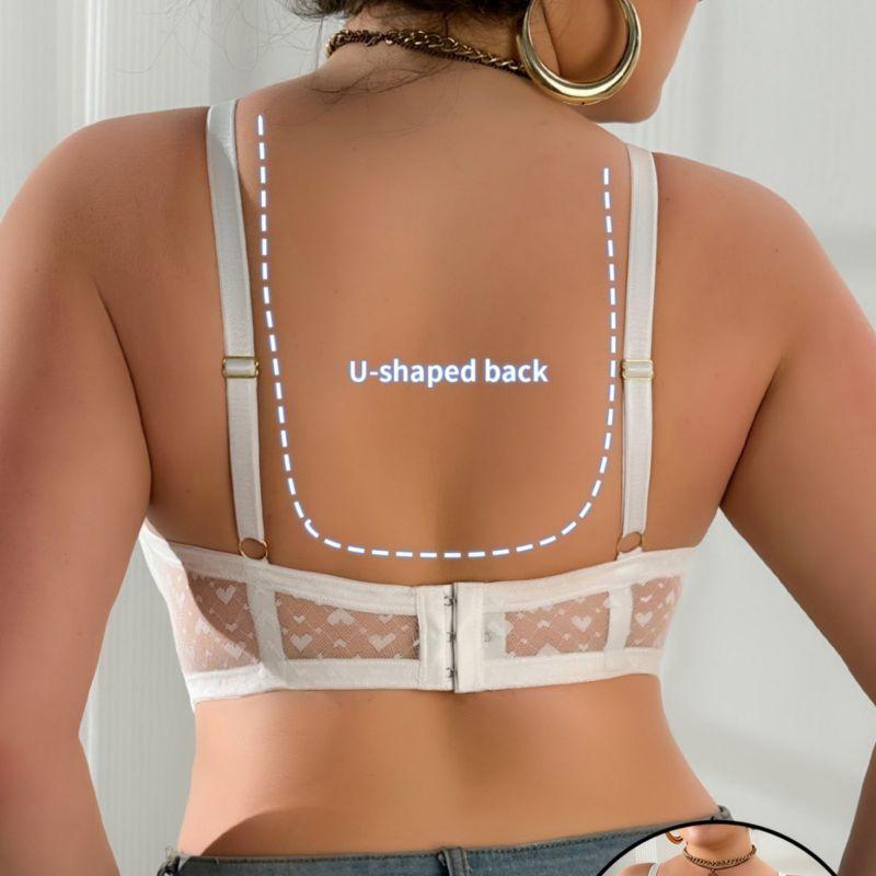 Ladies Plus Size Bra Women Lace-up Bra Adjustable Strap Gathering Bra