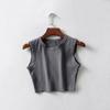2024 Women's Summer Cotton Cycling Vest: European & American Style, Solid Color, Wide Strap, Short Cropped Tank Top