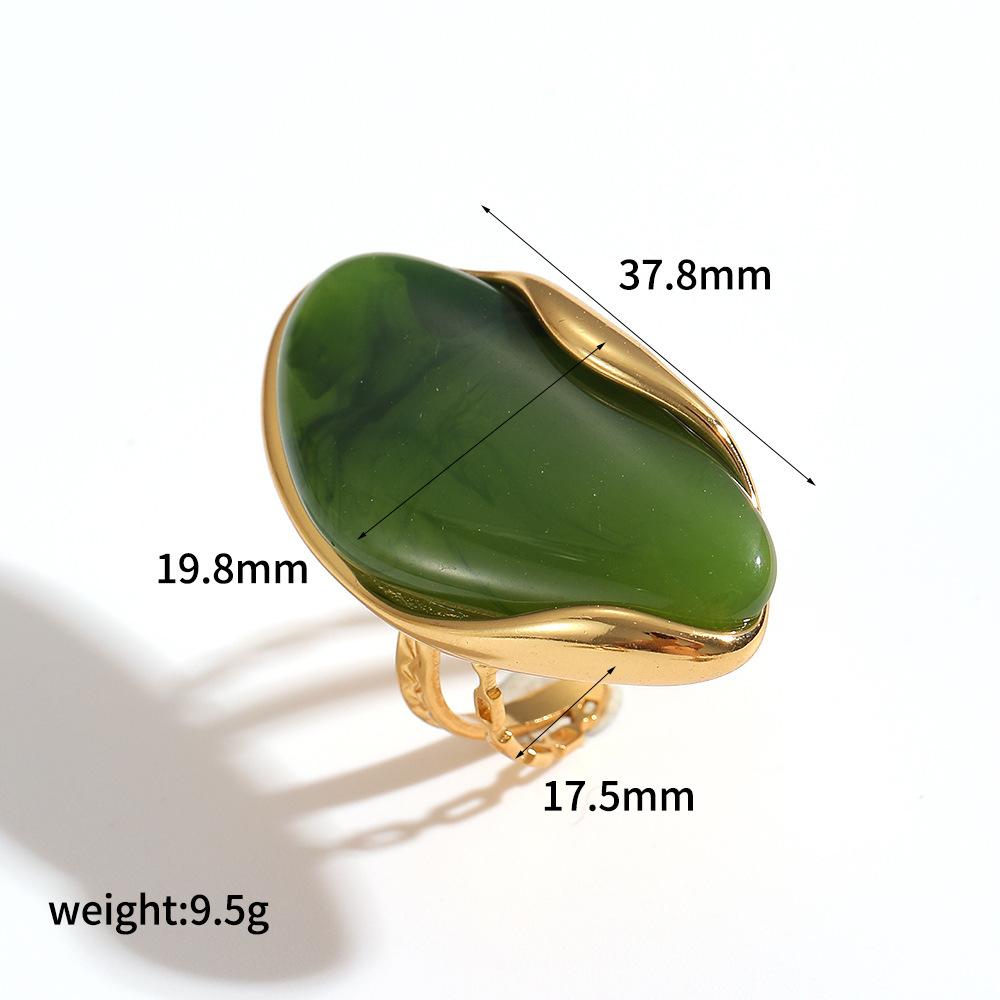 

Chunky Colorful Resin Irregular Earrings Y2K Vintage 18k Gold Plated Statement Finger Rings Aesthetic Jewelry Gift for Women