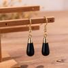 1pair Natural Stone Earring Amethyst Tiger Eye Charms Long Water Drop Dangle Earrings Jewelry for Women