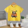 Maglietta 100% Cotone Naruto Uzumaki in Posa Seduta per Bambini, Maglietta a Maniche Corte Grafica Anime per Ragazzi e Ragazze, Top Bianco Casual con Disegno Animato per Bambini