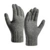 1 Pair Men Gloves Knitted Touchscreen Thickened Stretchy Full Finger Keep Warm Alpaca Wool Autumn Winter Adults Motorcycle Riding Gloves for Outdoor