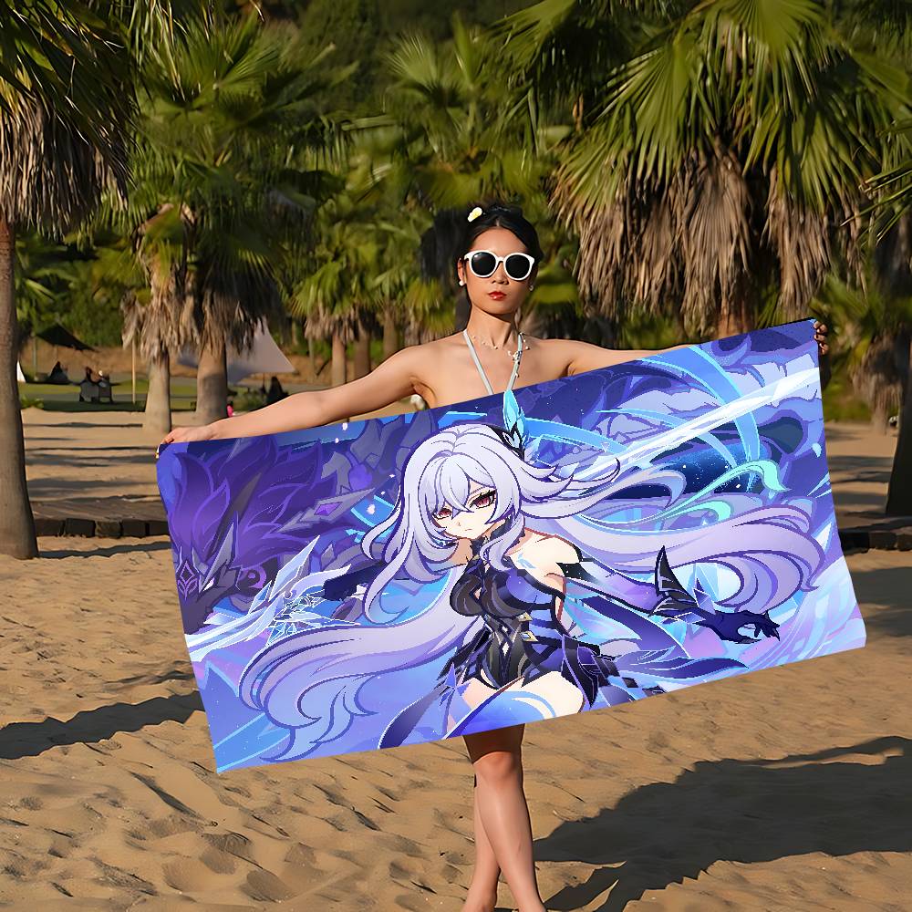 Genshin Impact Skirk Bath Towel Microfiber Soft Water Absorbing Breathable For Girl Kids Decorative Cartoon Beach Towel