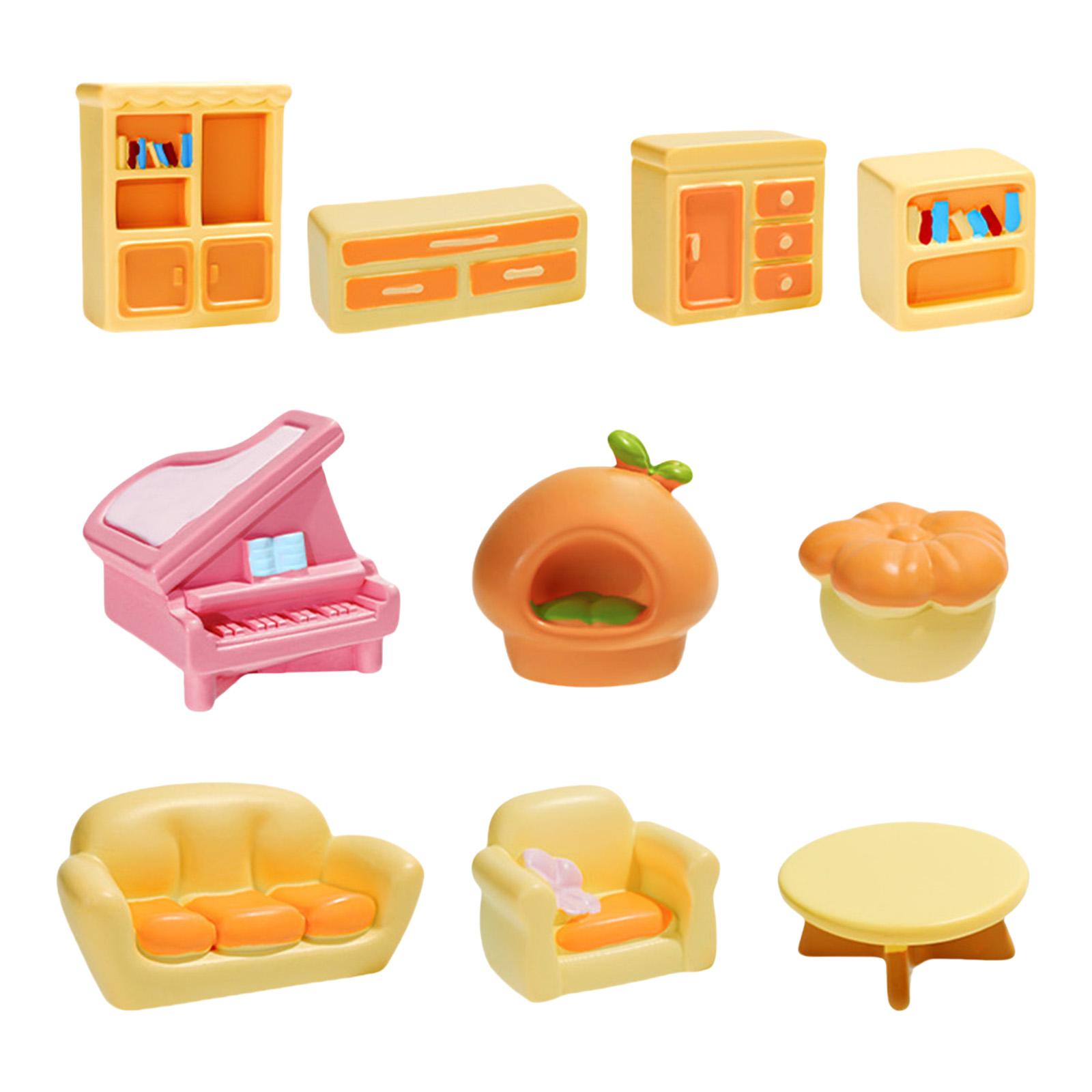 

10Piece Resins Miniature Furniture Living Room Accessories Set for Garden Landscape and Indoor Desktop Decorations