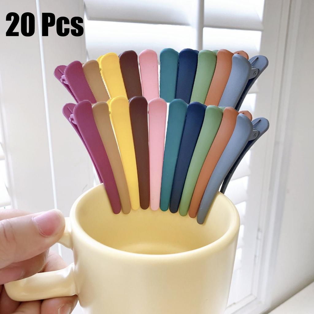 20/10 Pcs 8 Cm Plastic Duckbill Clips, Straight Hair Clips, Colorful Makeup and Hair Clips, Seamless Clips, Bangs Clips
