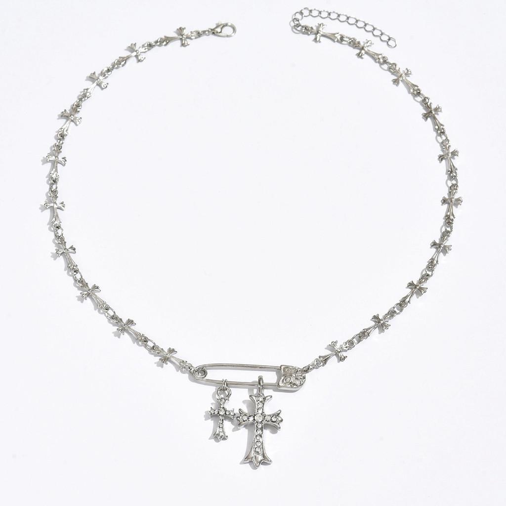 Hip Hop Cross Pendant Necklace With Alloy Geometric Design For Women