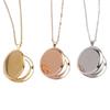 Stainless Steel Round Locket Necklace, Mirror Polished with Photo Holder, Smooth and Shiny Geometric Design