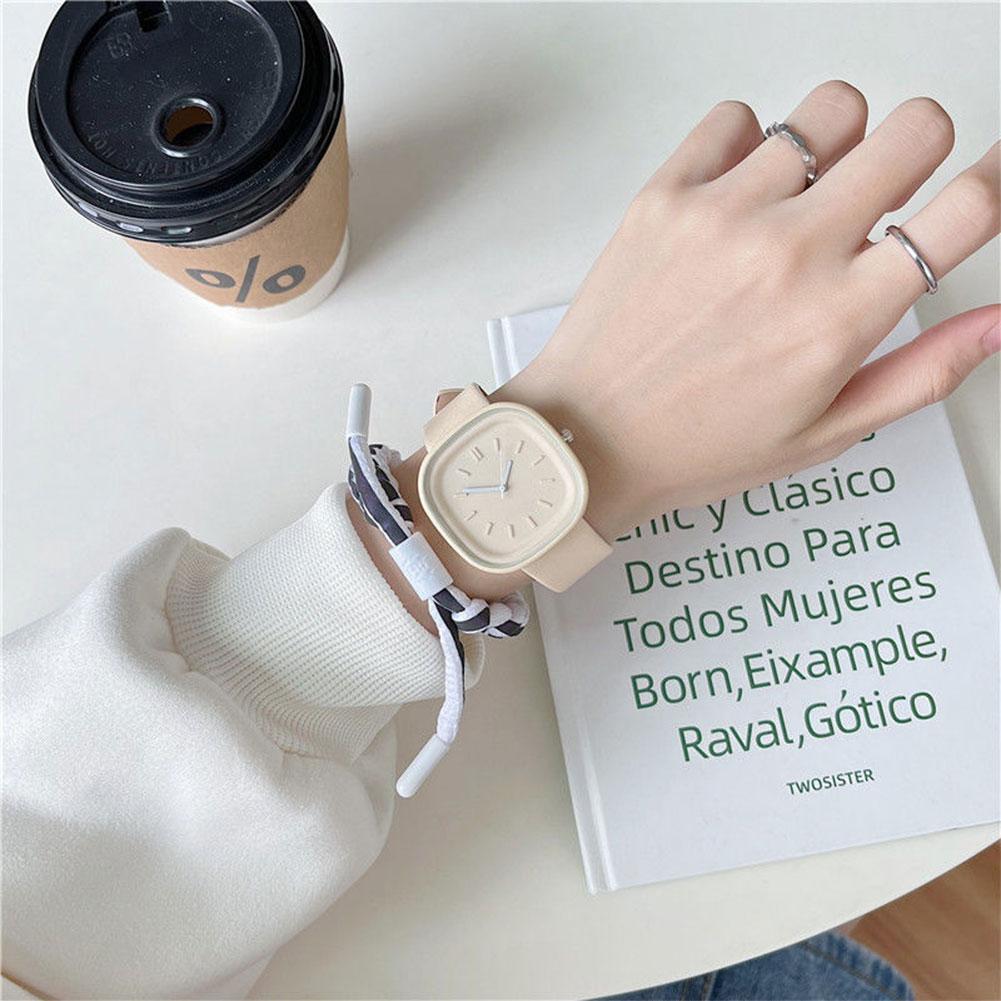 Creative Fashionable Macaron Color Square Watch Multicolored PU Watchband Quartz Watch Women Casual Watch
