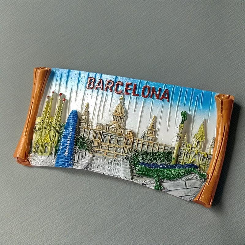 Europa Spanien Kühlschrankmagnete Portugal Harz Kühlschranksticker Tourismus Gedenk Handgefertigt Kreative Geschenke Barcelona Lissabon
