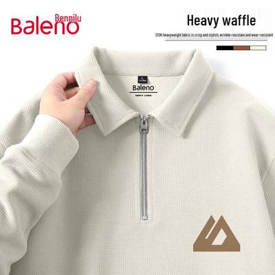 Baleno Men's & Couple's Waffle Half-Zip Polo Sweatshirt