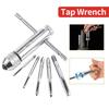 T-shaped M3-M8 Wrench Silver Hand Tapping Tap Ratchet Wrench Adjustable Forward Reverse Thread Tapping Drill Bit Tool Accessory