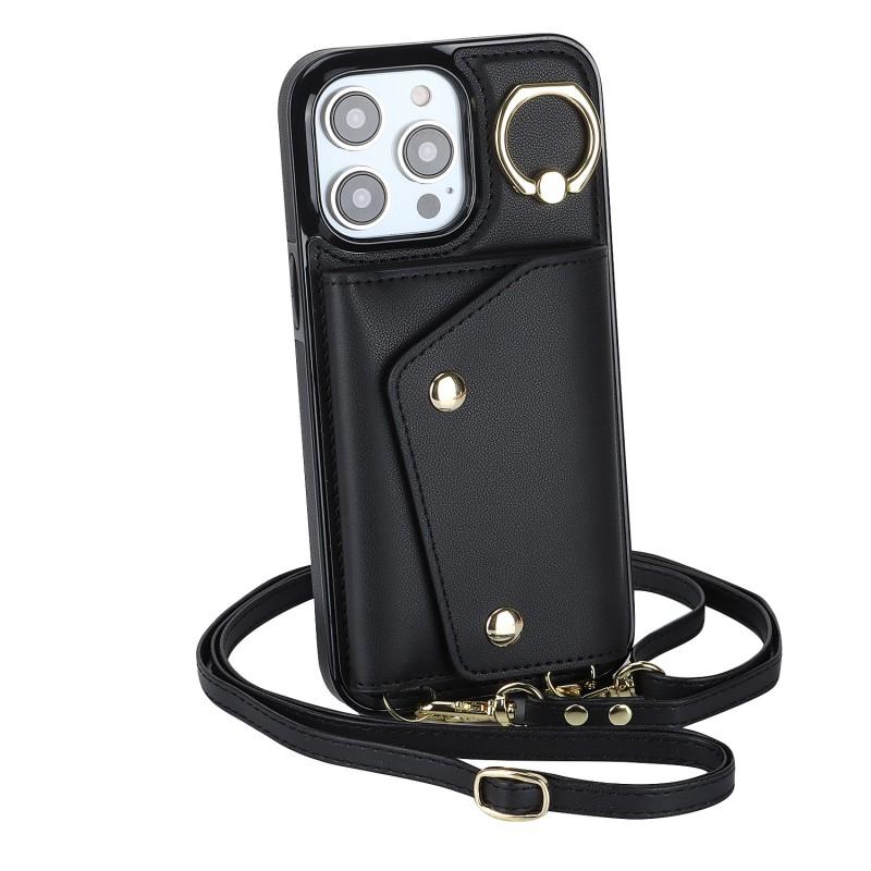 PU Leather Phone Case IPhone 18 Pro Max With Detachable Wrist Strap Crossbody Shoulder Card Slot Kickstand