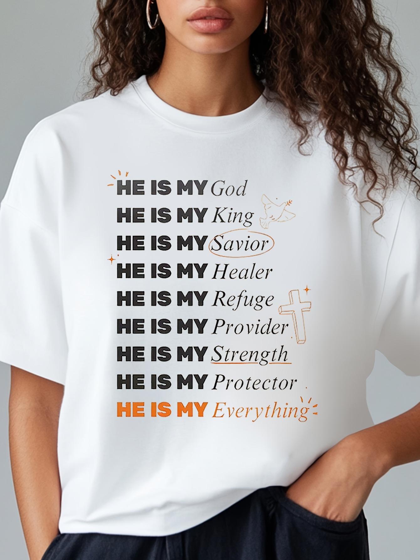 Европейский размер Футболка с принтом из стихов - Хлопковая футболка 180 г - Повседневная одежда для церкви и верующих Хор Евангелизационное собрание Gospelmp S белый