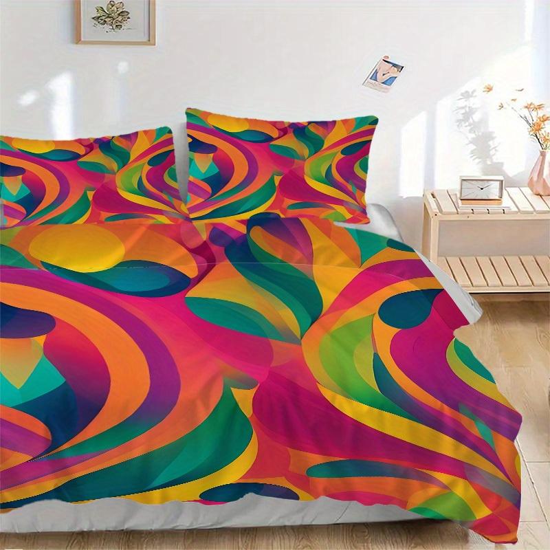 

3pcs Abstract Art Print Bedding Set, Breathable and Soft, Suitable for Bedroom Decor (1*Duvet Cover + 1/2*Pillowcases, No Core) yy250821116 135x200cm