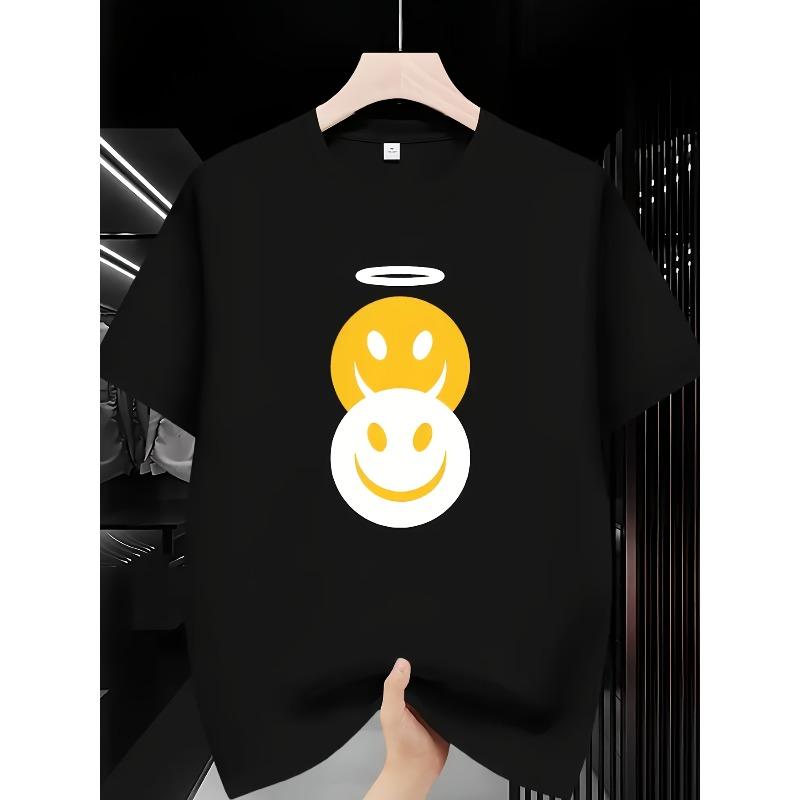 

Men s Devil Smile Graphic T-Shirt - White Tee , Lightweight Breathable Fabric for Casual Everyday - Machine Washable , Comfortable Fit 4XL чорний