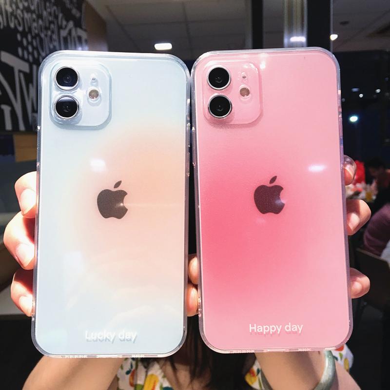 Colorful Gradient Transparent Phone Case For iPhone 16 Pro Max 15 14 13 12 11 X XS XR 7 8 Plus Fashion Simple Shockproof Cover