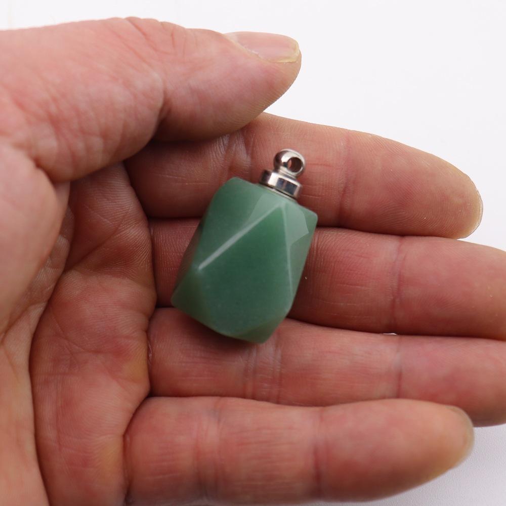 Natural Crystal Rough Stone Polyhedral Perfume Bottle Pendant Rough Stone Polished Crystal Essential Oil Bottle Necklace N769