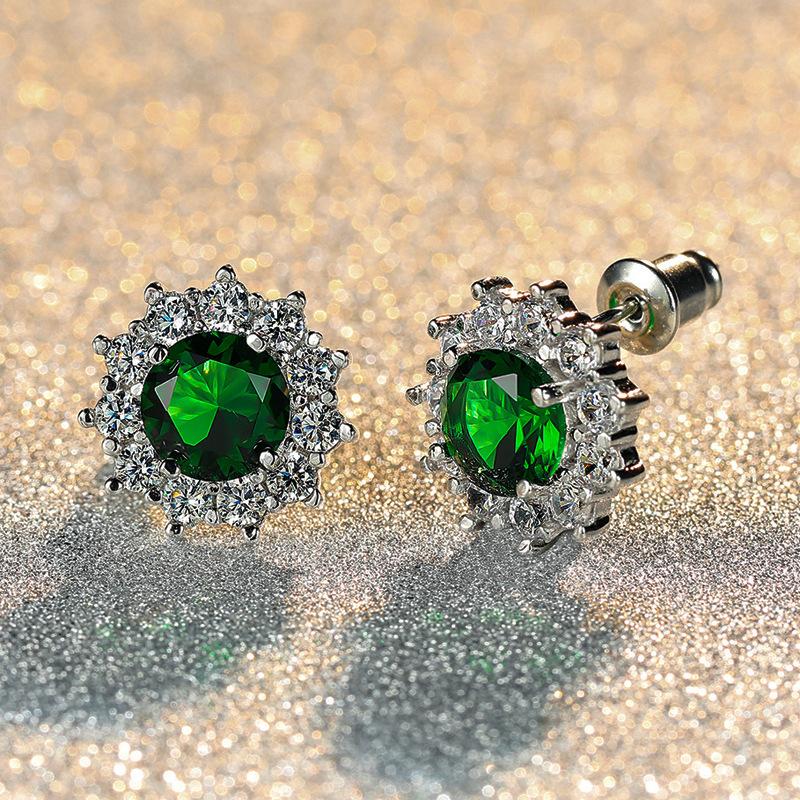 Wish snowflake pink diamond zircon stud earrings sunflower simple earrings women