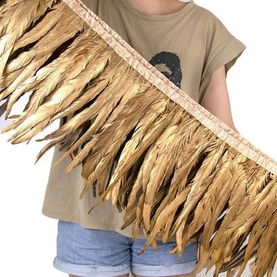 1M Gold Silber Hahnenschwanzfederband Basteln 25-30cm Natürliche Federn Fransen für Hochzeit Party Kleidung Kleid Dekoration