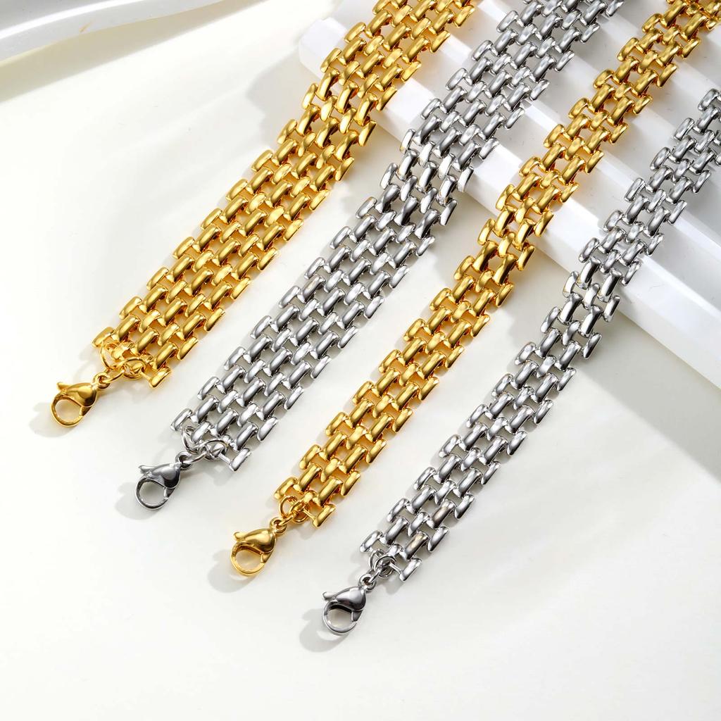 Women's Multi-layer Watch Strap Bracelet, Stainless Steel Gold Plated Chain Bracelet, Adjustable Stackable Jewelry