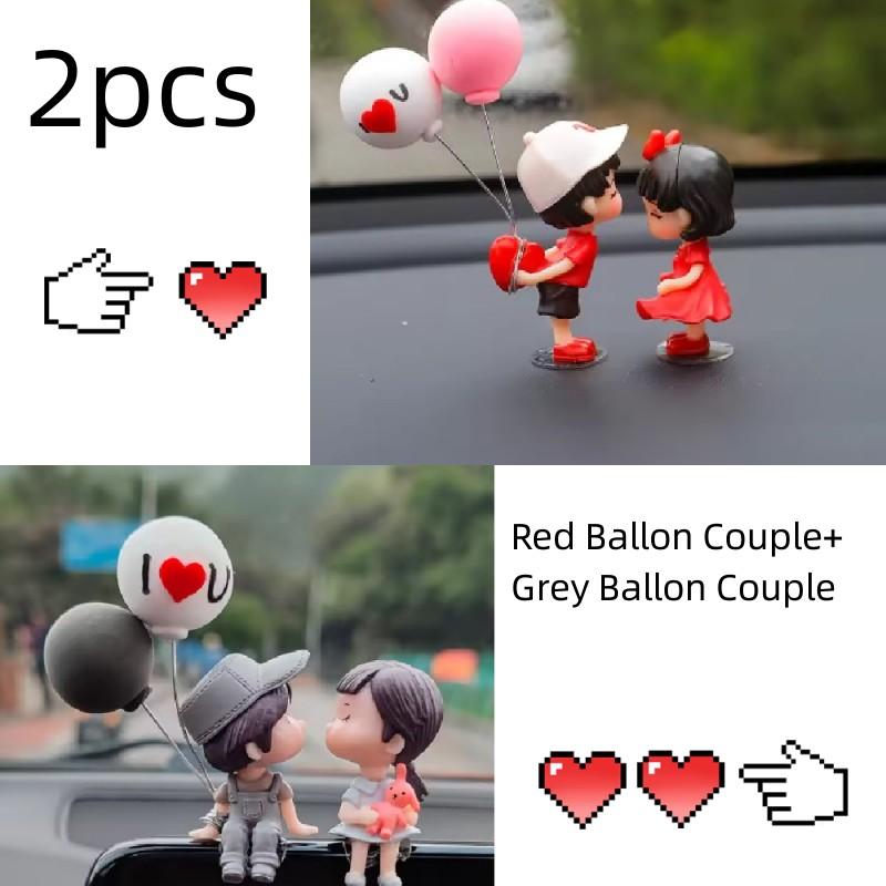 Car Accessories Cute Cartoon Couples Action Figure Figurines Balloon Ornament Auto Interior Dashboard for Girls Gifts Drop