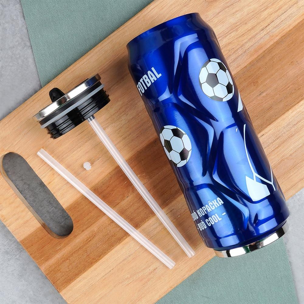 Kubek Termiczny Puszka Termos Bidon na Napoje Ciepłe Zimne Niebieski 0,5L