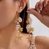 Boho Ocean Series Starfish Scallop Seahorse Drop Earrings For Women Summer Beach Turtle Pearl Long Tassel Earring Beach Jewelry